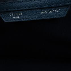 Pre Owned Celine Navy Blue Pomelo Leather Mini Luggage Tote
