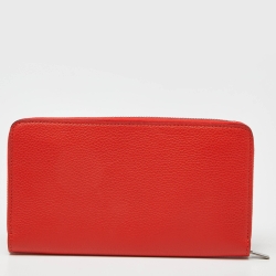 Celine Red Leather Zip Around Wallet 