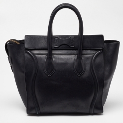 Pre Owned Celine Black Leather Mini Luggage Tote