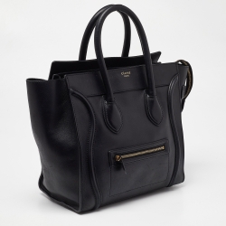 Pre Owned Celine Black Leather Mini Luggage Tote