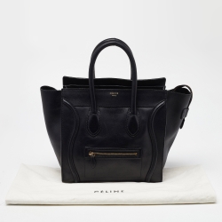 Pre Owned Celine Black Leather Mini Luggage Tote