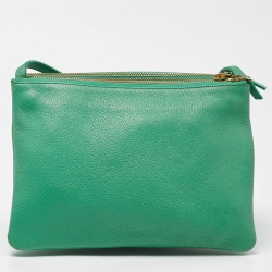 Pre Owned Celine Green Leather Trio Zip Crossbody Bag