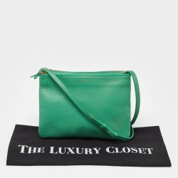 Pre Owned Celine Green Leather Trio Zip Crossbody Bag