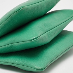 Pre Owned Celine Green Leather Trio Zip Crossbody Bag