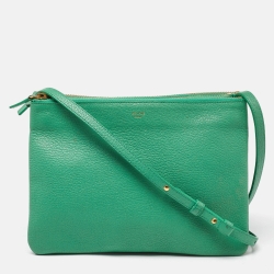 Pre Owned Celine Green Leather Trio Zip Crossbody Bag