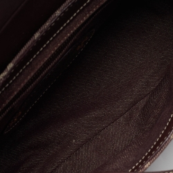 Pre Owned Celine Burgundy Macadam Canvas and Leather Shoulder Bag