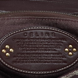 Pre Owned Celine Burgundy Macadam Canvas and Leather Shoulder Bag