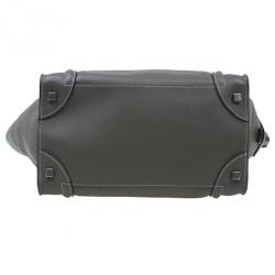 Pre Owned Celine Elephant Grey Leather Mini Luggage Tote