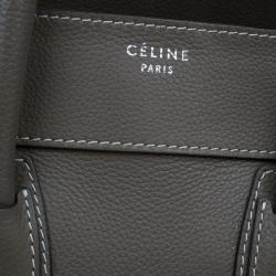 Pre Owned Celine Elephant Grey Leather Mini Luggage Tote