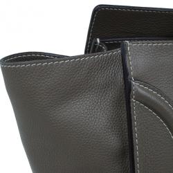 Pre Owned Celine Elephant Grey Leather Mini Luggage Tote