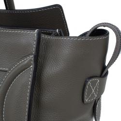 Pre Owned Celine Elephant Grey Leather Mini Luggage Tote