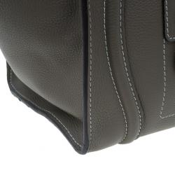 Pre Owned Celine Elephant Grey Leather Mini Luggage Tote