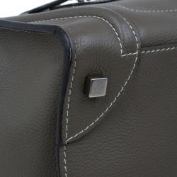 Pre Owned Celine Elephant Grey Leather Mini Luggage Tote