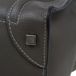 Pre Owned Celine Elephant Grey Leather Mini Luggage Tote