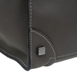 Pre Owned Celine Elephant Grey Leather Mini Luggage Tote