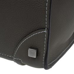 Pre Owned Celine Elephant Grey Leather Mini Luggage Tote