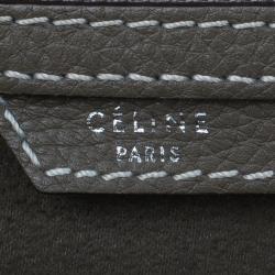 Pre Owned Celine Elephant Grey Leather Mini Luggage Tote