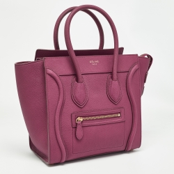 Celine Plum Leather Micro Luggage Tote