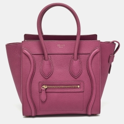 Celine Plum Leather Micro Luggage Tote