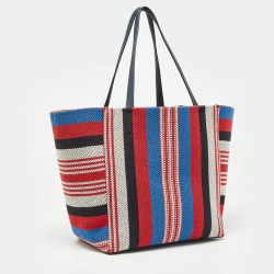 Pre Owned Celine Multicolor Striped Woven Canvas Phantom Cabas Tote