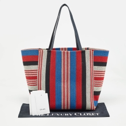 Pre Owned Celine Multicolor Striped Woven Canvas Phantom Cabas Tote