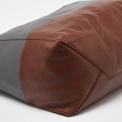 Pre Owned Celine Grey/Brown Leather Horizontal Cabas Tote