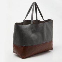Pre Owned Celine Grey/Brown Leather Horizontal Cabas Tote