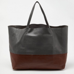 Pre Owned Celine Grey/Brown Leather Horizontal Cabas Tote