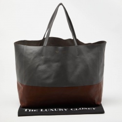 Pre Owned Celine Grey/Brown Leather Horizontal Cabas Tote