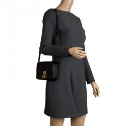 Pre Owned Celine Black Python Small Classic Box Flap Bag