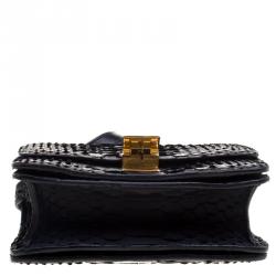 Pre Owned Celine Black Python Small Classic Box Flap Bag