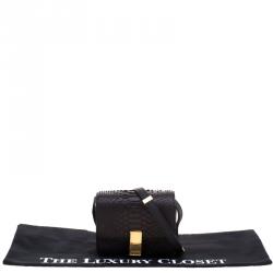 Pre Owned Celine Black Python Small Classic Box Flap Bag