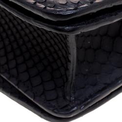 Pre Owned Celine Black Python Small Classic Box Flap Bag