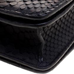 Pre Owned Celine Black Python Small Classic Box Flap Bag