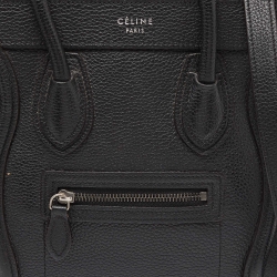 Pre Owned Céline Black Leather Nano Luggage Tote