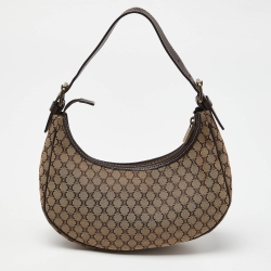 Pre Owned Celine Brown/Beige Macadam Canvas and Leather Hobo