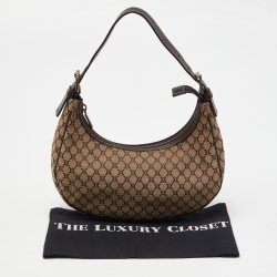 Pre Owned Celine Brown/Beige Macadam Canvas and Leather Hobo