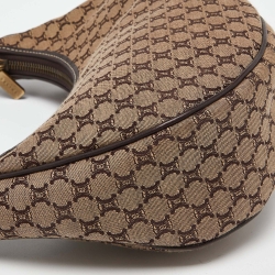 Pre Owned Celine Brown/Beige Macadam Canvas and Leather Hobo