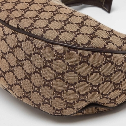 Pre Owned Celine Brown/Beige Macadam Canvas and Leather Hobo