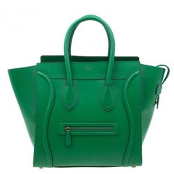 Pre Owned Celine Green Smooth Calfskin Mini Luggage Tote