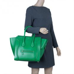 Pre Owned Celine Green Smooth Calfskin Mini Luggage Tote