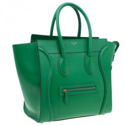 Pre Owned Celine Green Smooth Calfskin Mini Luggage Tote