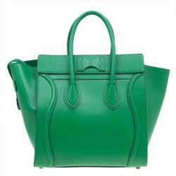 Pre Owned Celine Green Smooth Calfskin Mini Luggage Tote