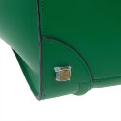 Pre Owned Celine Green Smooth Calfskin Mini Luggage Tote