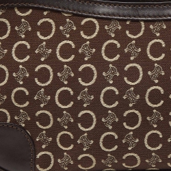 Pre Owned Celine Dark Brown Macadam Canvas and Leather Baguette Bag