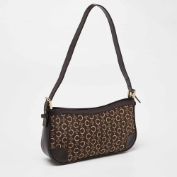 Pre Owned Celine Dark Brown Macadam Canvas and Leather Baguette Bag