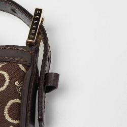 Pre Owned Celine Dark Brown Macadam Canvas and Leather Baguette Bag