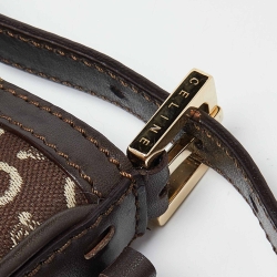 Pre Owned Celine Dark Brown Macadam Canvas and Leather Baguette Bag