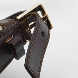 Pre Owned Celine Dark Brown Macadam Canvas and Leather Baguette Bag