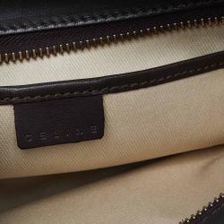 Pre Owned Celine Dark Brown Macadam Canvas and Leather Baguette Bag